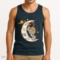 Coffee Loving Space Astronaut Moon Crest Tank Top thumb 3