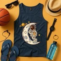 Coffee Loving Space Astronaut Moon Crest Tank Top thumb 4