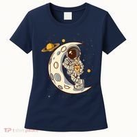 Coffee Loving Space Astronaut Moon Crest Women's T-Shirt thumb 0