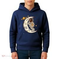 Coffee Loving Space Astronaut Moon Crest Kids Hoodie thumb 4