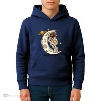 Coffee Loving Space Astronaut Moon Crest Kids Hoodie thumb 4
