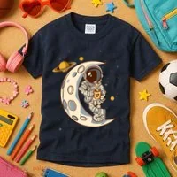 Coffee Loving Space Astronaut Moon Crest Kids T-Shirt thumb 3