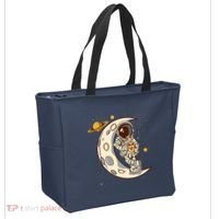 Coffee Loving Space Astronaut Moon Crest Tote Bag thumb 2