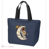 Coffee Loving Space Astronaut Moon Crest Tote Bag thumb 3