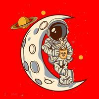 Coffee Loving Space Astronaut Moon Crest Santa Hat thumb 1