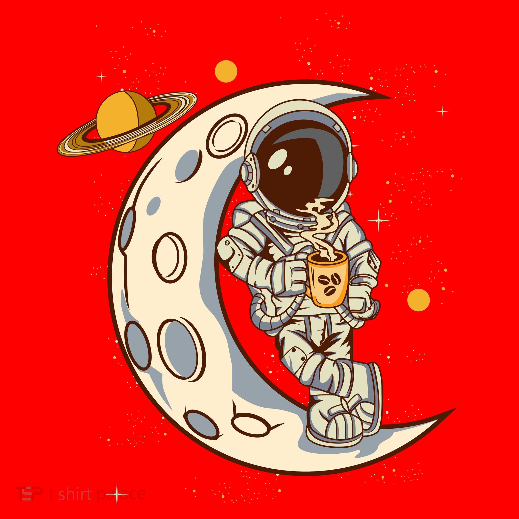 Coffee Loving Space Astronaut Moon Crest Santa Hat
