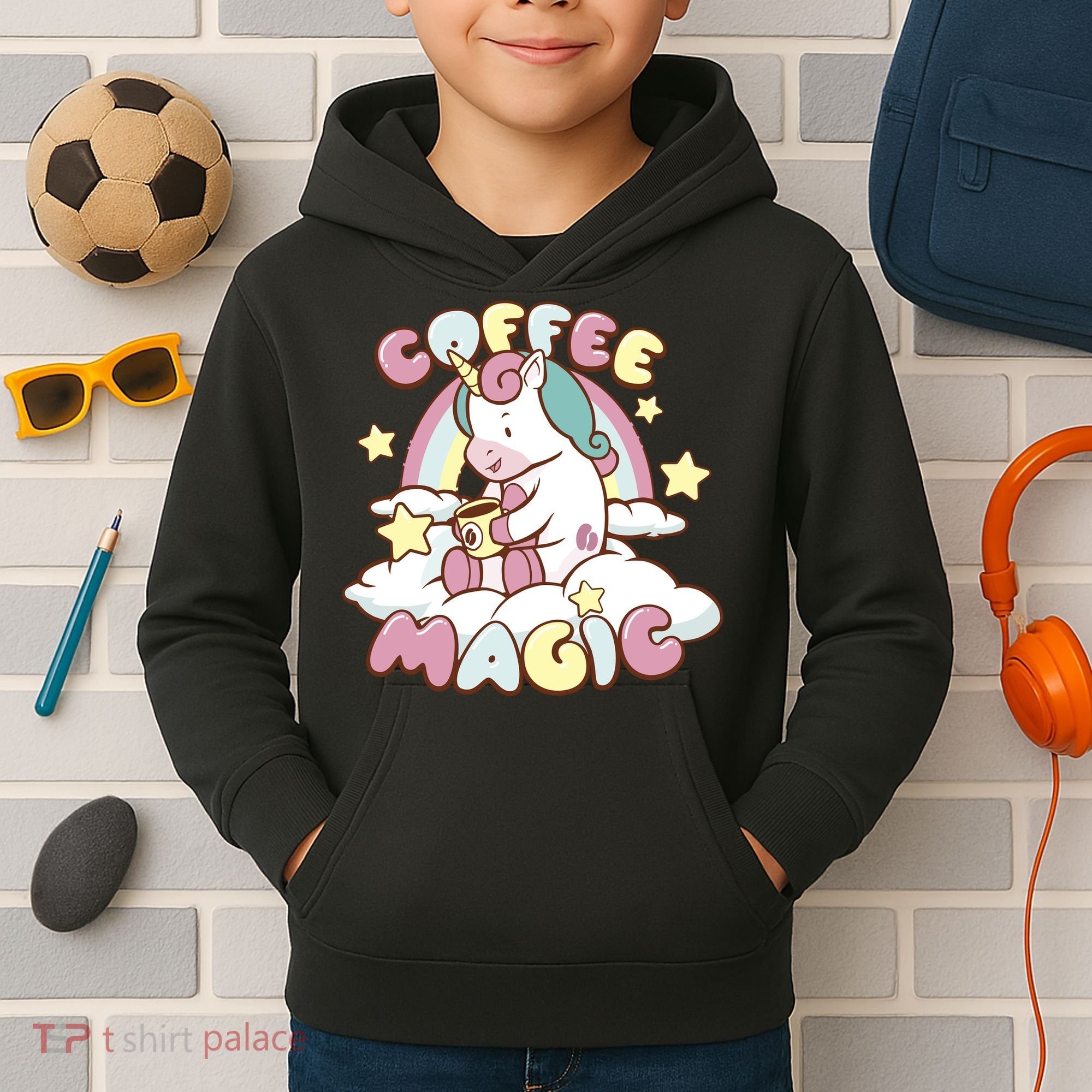 Coffee Magic Unicorn Kids Hoodie