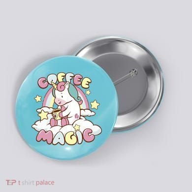 Coffee Magic Unicorn Button