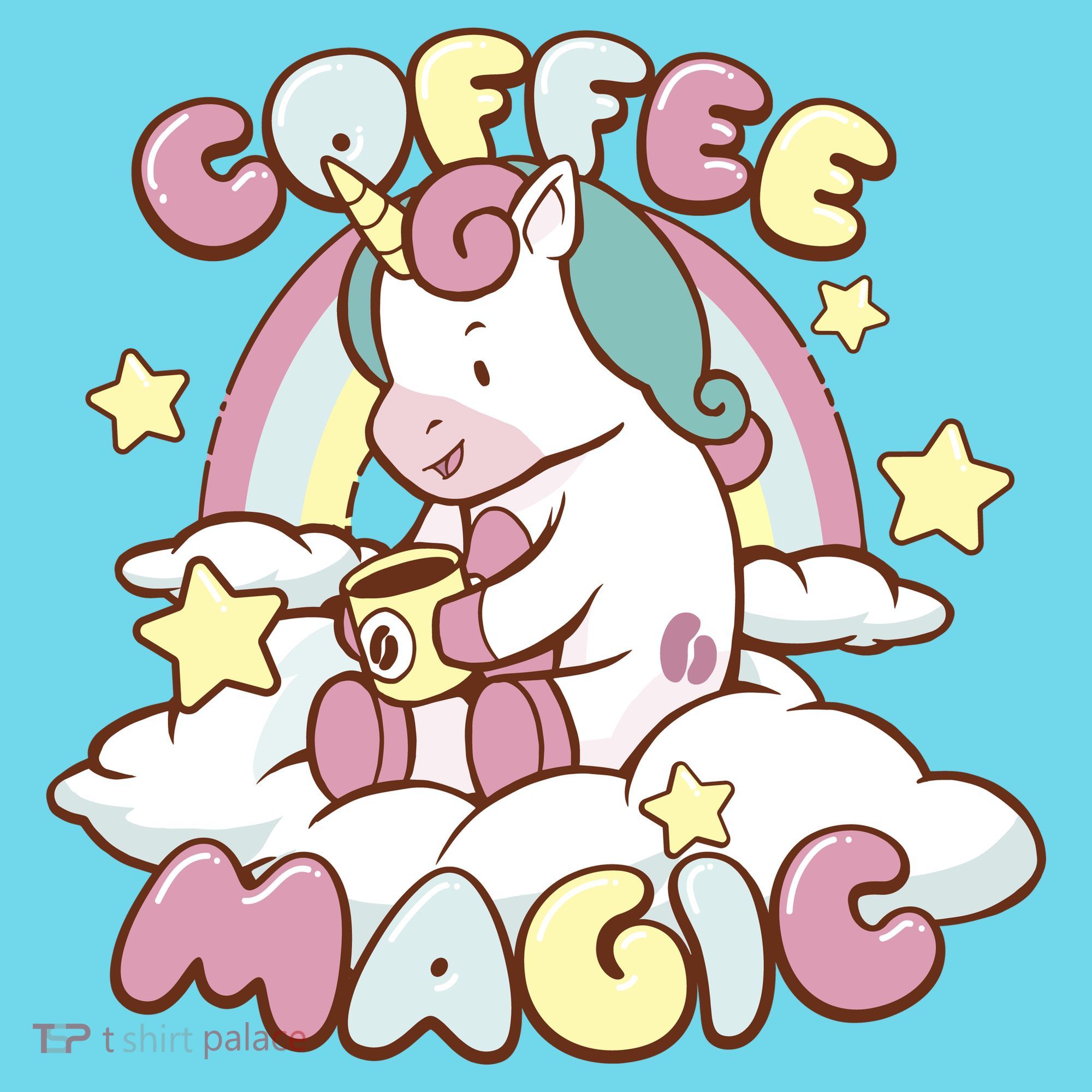 Coffee Magic Unicorn Button