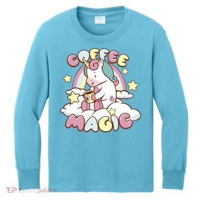 Coffee Magic Unicorn Kids Long Sleeve Shirt