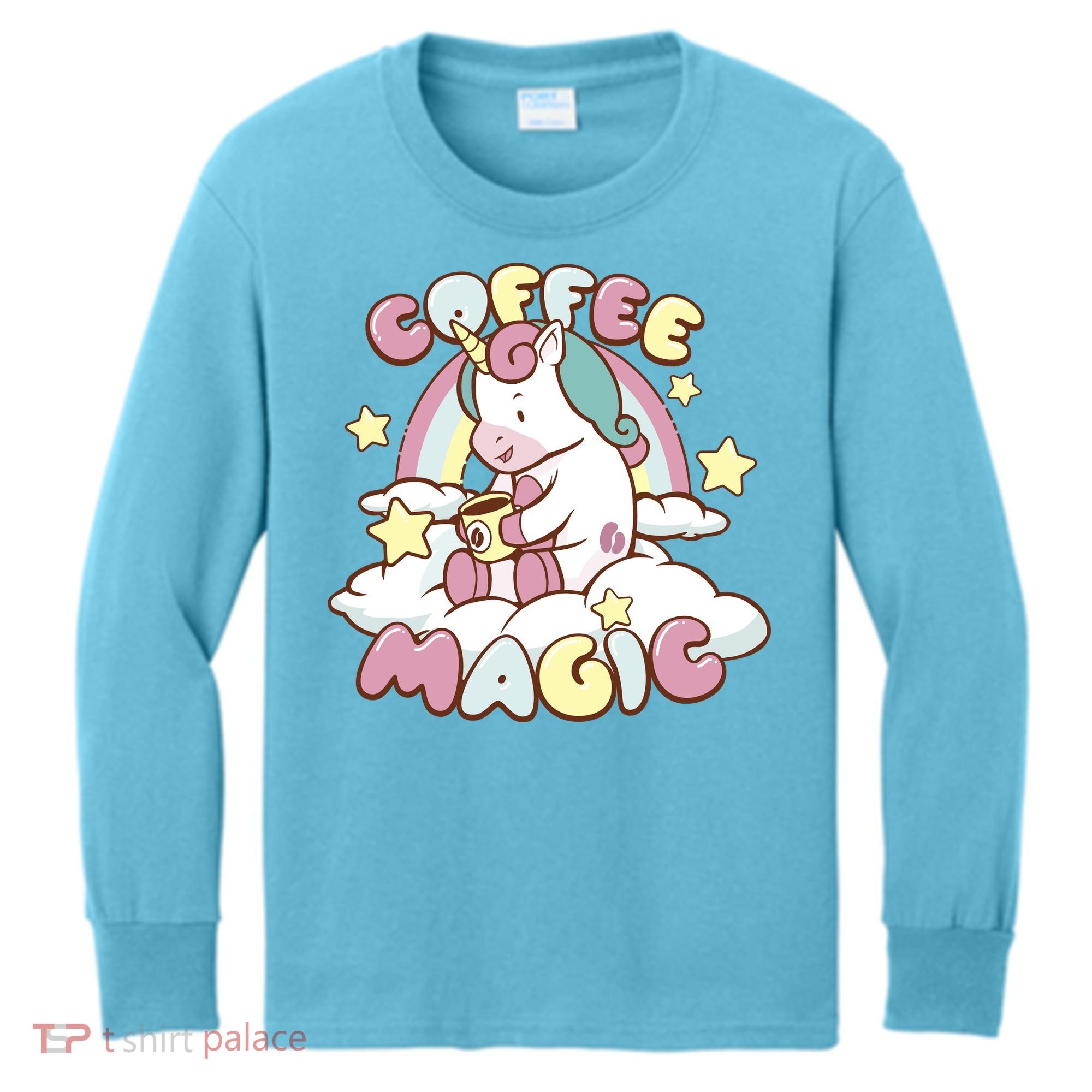 Coffee Magic Unicorn Kids Long Sleeve Shirt