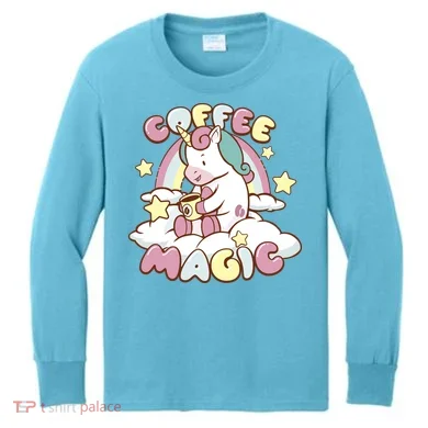 Coffee Magic Unicorn Kids Long Sleeve Shirt
