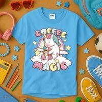 Coffee Magic Unicorn Kids T-Shirt thumb 3