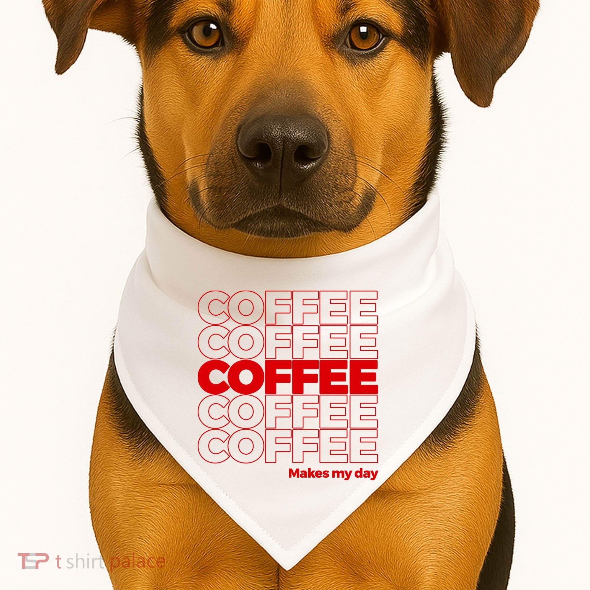 Coffee Makes My Day Thank You Bag Parody USA-Made Doggie Bandana