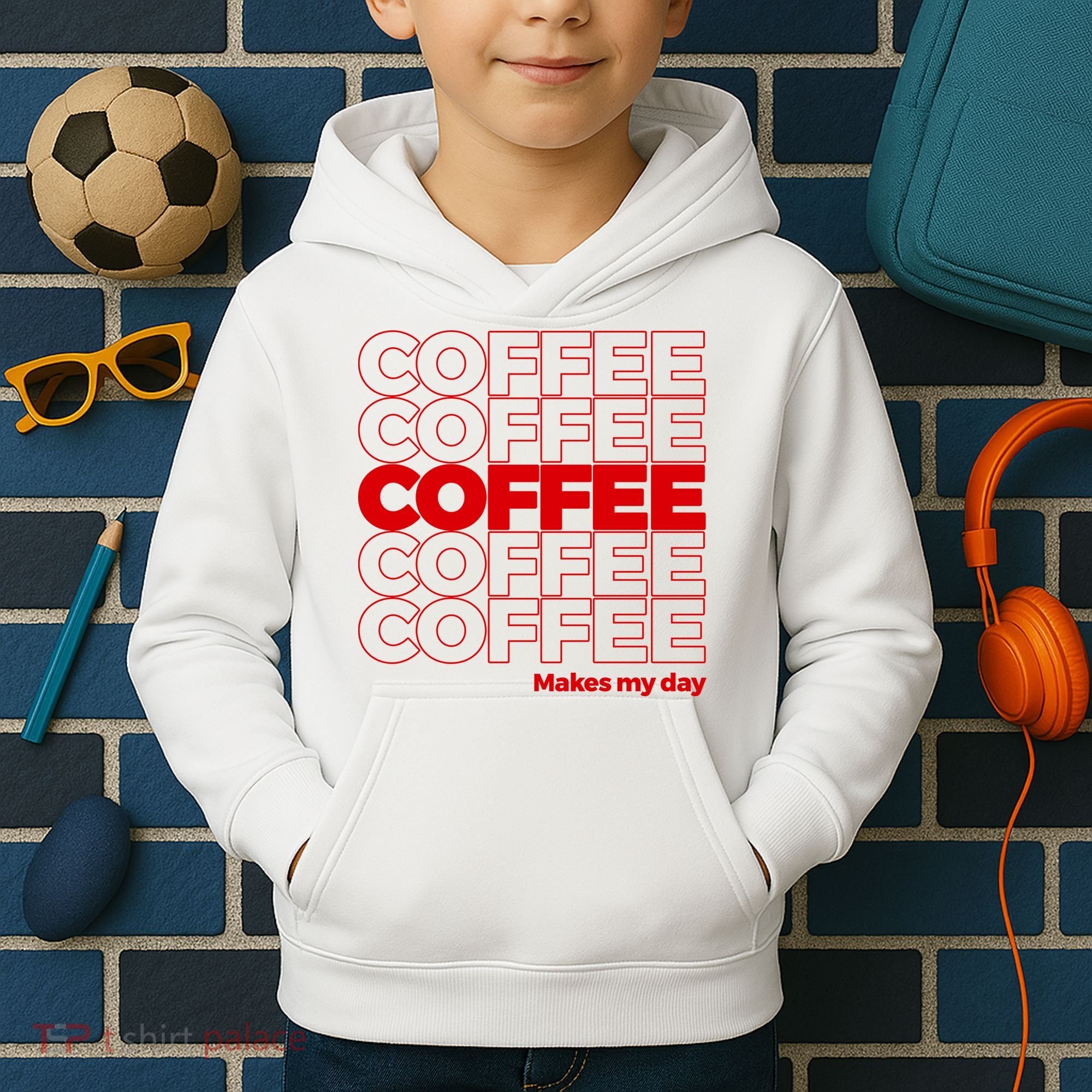 Coffee Makes My Day Thank You Bag Parody Kids Hoodie