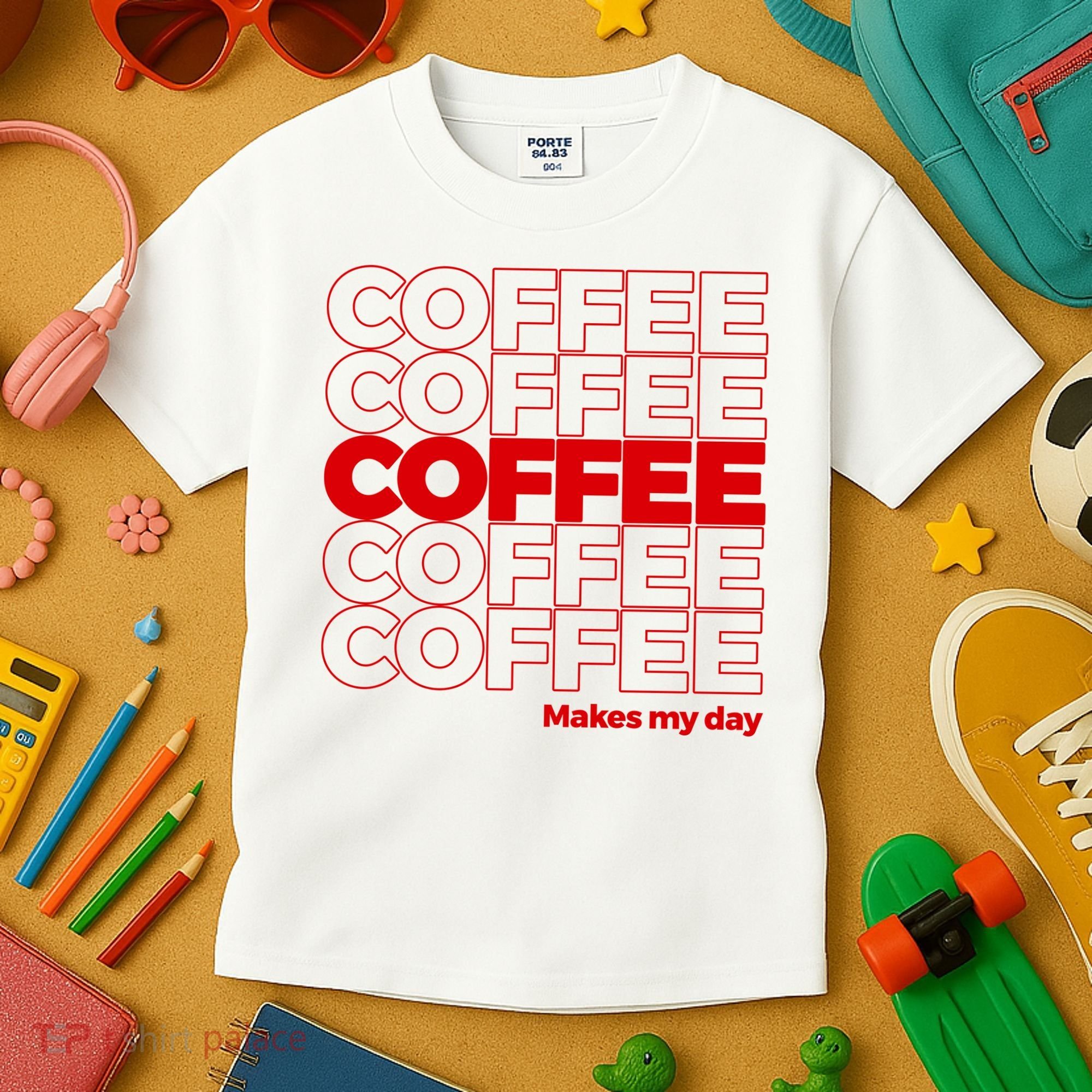 Coffee Makes My Day Thank You Bag Parody Kids T-Shirt