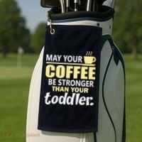 Coffee Mom - May Your Coffee Be Stronger Than Your Toddler Golf Towel thumb 2