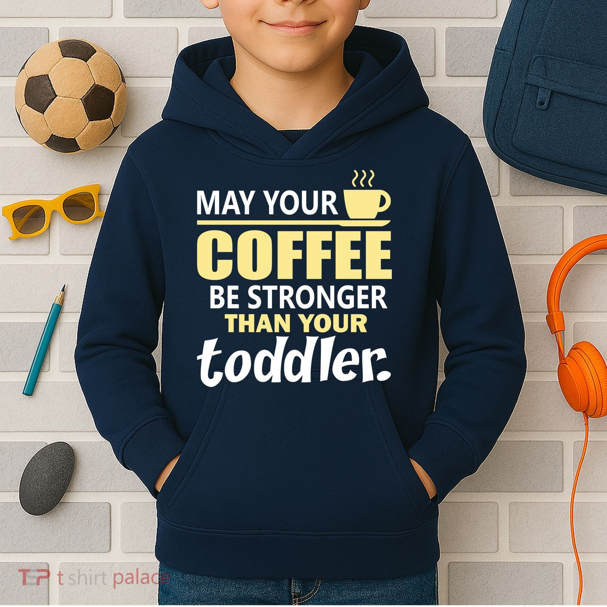 Coffee Mom - May Your Coffee Be Stronger Than Your Toddler Kids Hoodie