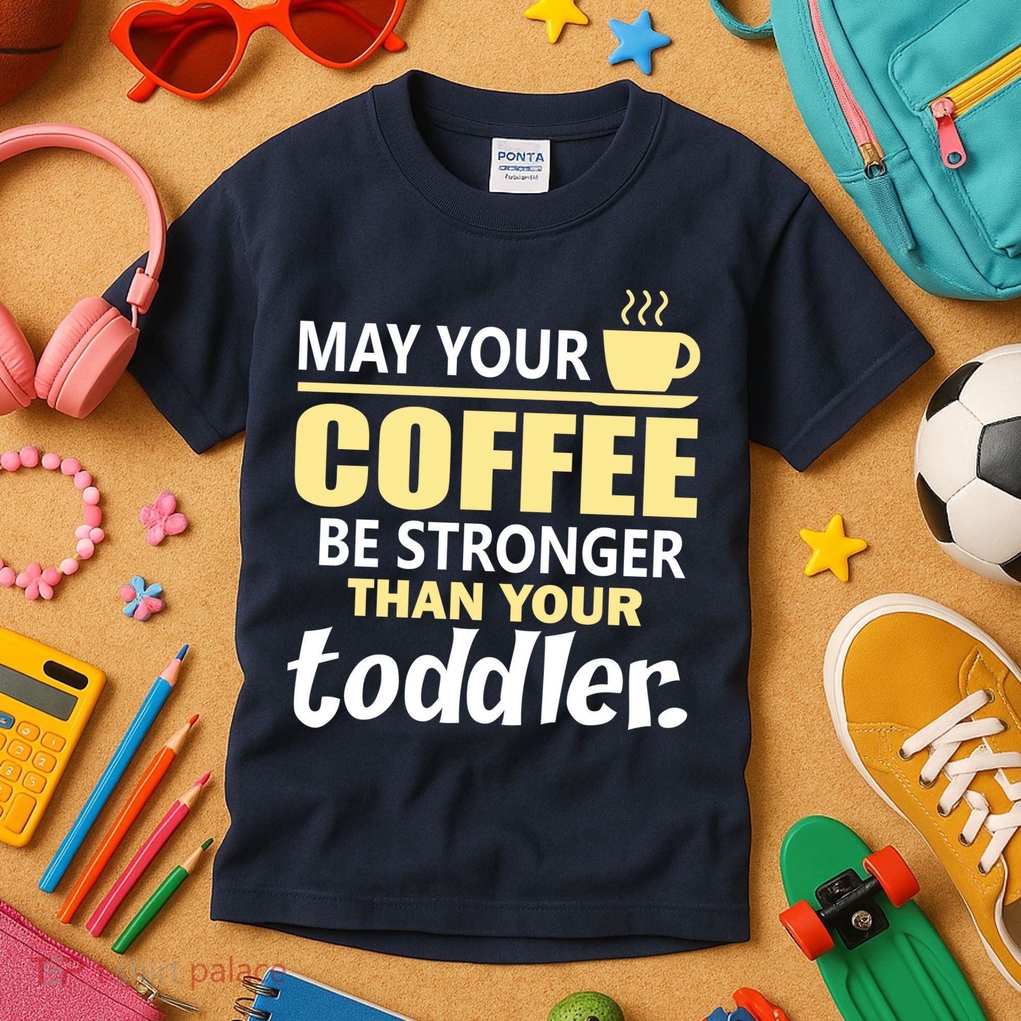 Coffee Mom - May Your Coffee Be Stronger Than Your Toddler Kids T-Shirt
