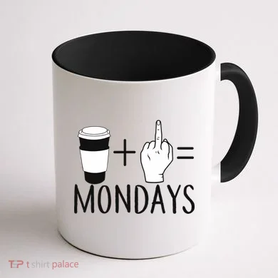 Coffee Plus Middle Finger Equals Monday Coffee Mug back