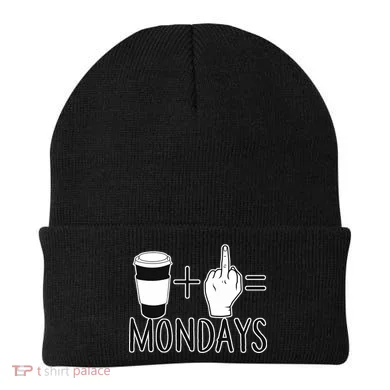 Coffee Plus Middle Finger Equals Monday Beanie