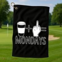 Coffee Plus Middle Finger Equals Monday Golf Towel thumb 1