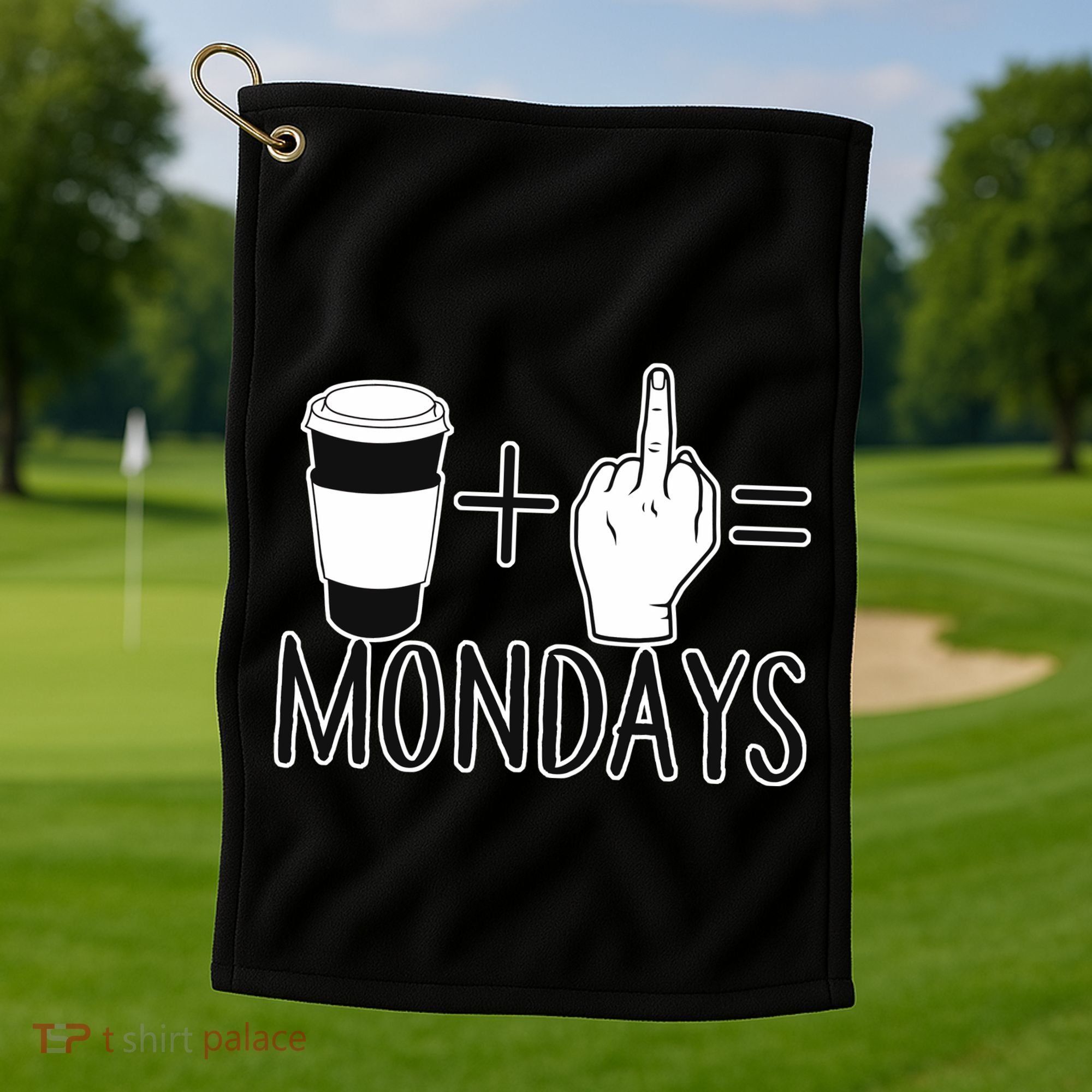 Coffee Plus Middle Finger Equals Monday Golf Towel