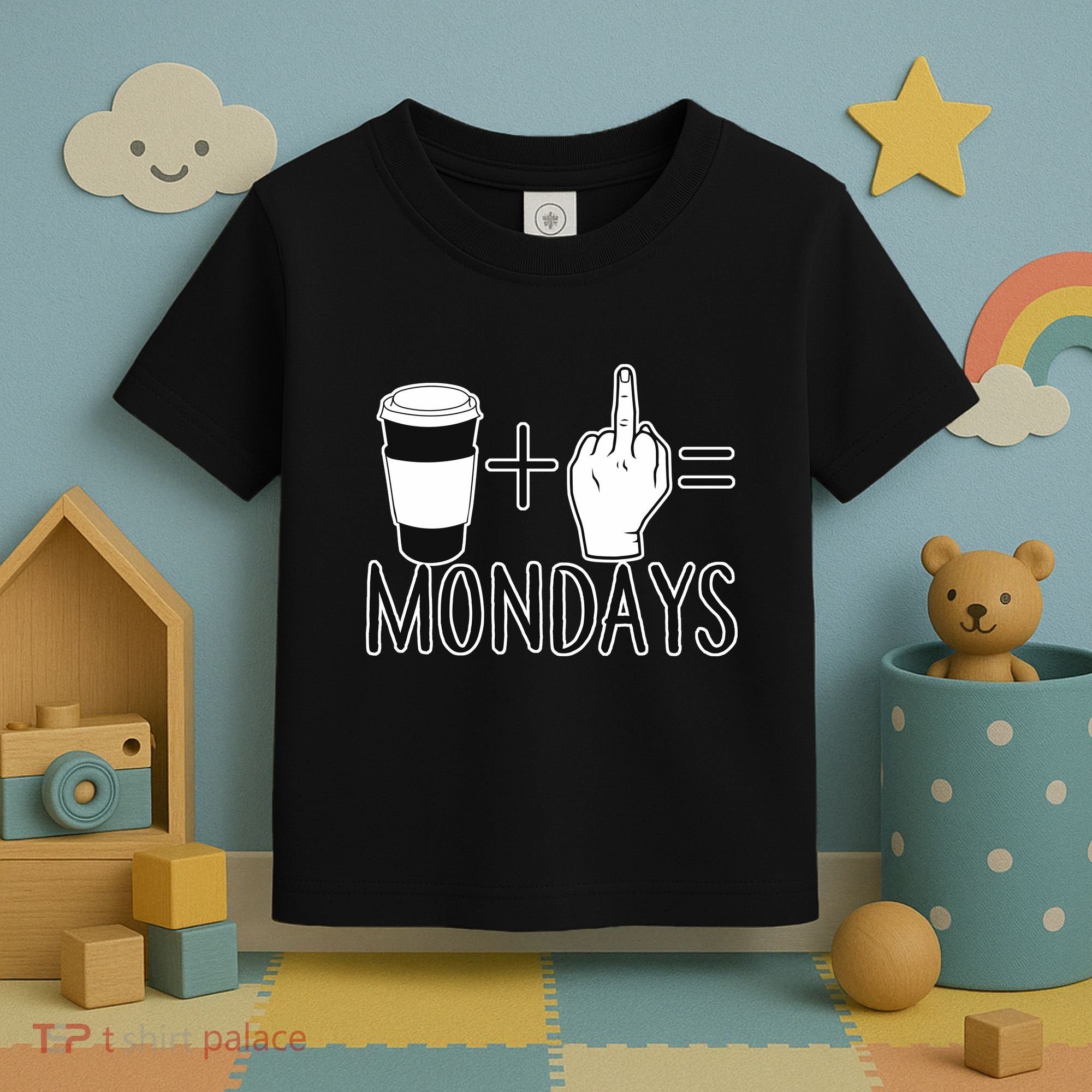 Coffee Plus Middle Finger Equals Monday Toddler T-Shirt