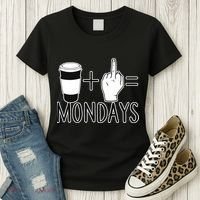 Coffee Plus Middle Finger Equals Monday Women's T-Shirt thumb 3