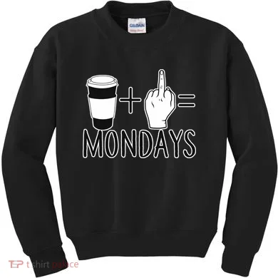 Coffee Plus Middle Finger Equals Monday Kids Sweatshirt