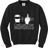 Coffee Plus Middle Finger Equals Monday Kids Sweatshirt thumb 0