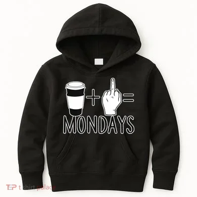 Coffee Plus Middle Finger Equals Monday Kids Hoodie