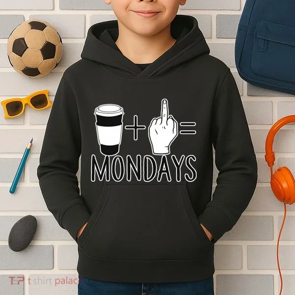 Coffee Plus Middle Finger Equals Monday Kids Hoodie