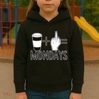 Coffee Plus Middle Finger Equals Monday Kids Hoodie thumb 3