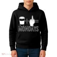 Coffee Plus Middle Finger Equals Monday Kids Hoodie thumb 4