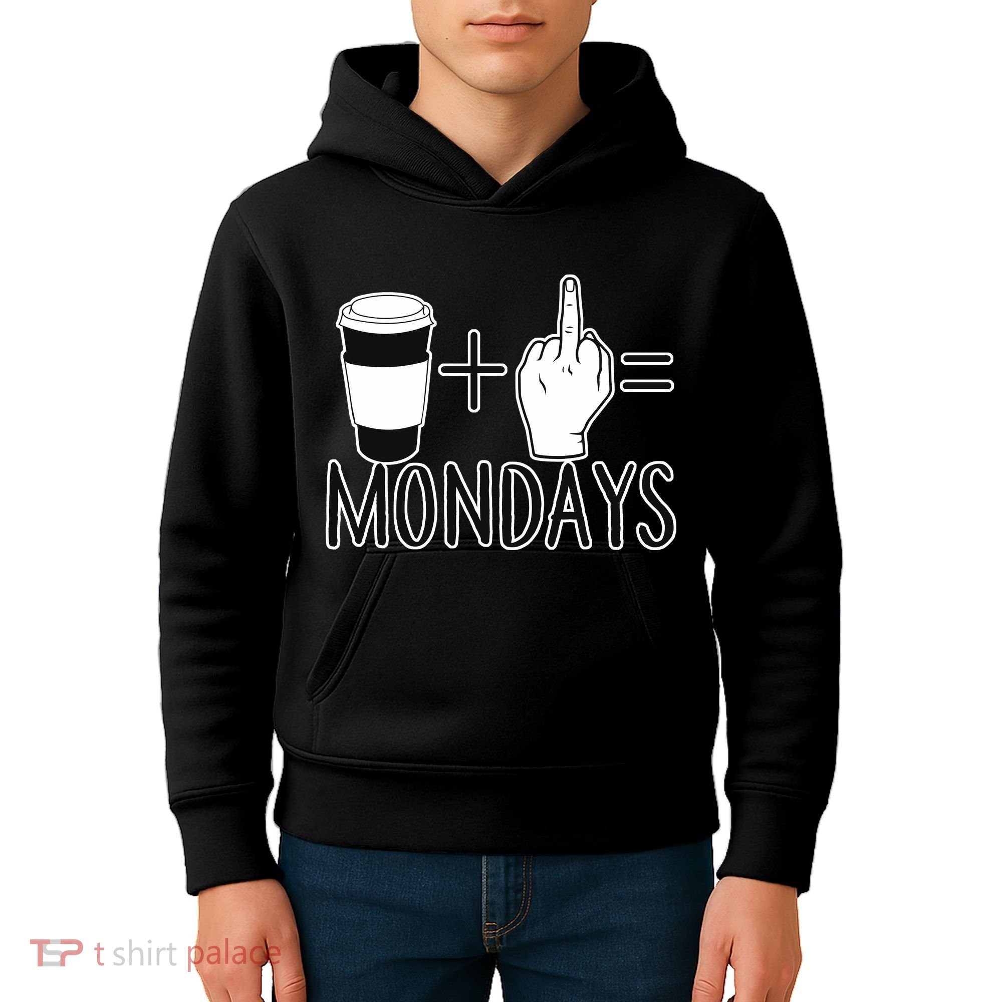 Coffee Plus Middle Finger Equals Monday Kids Hoodie