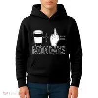 Coffee Plus Middle Finger Equals Monday Kids Hoodie thumb 4
