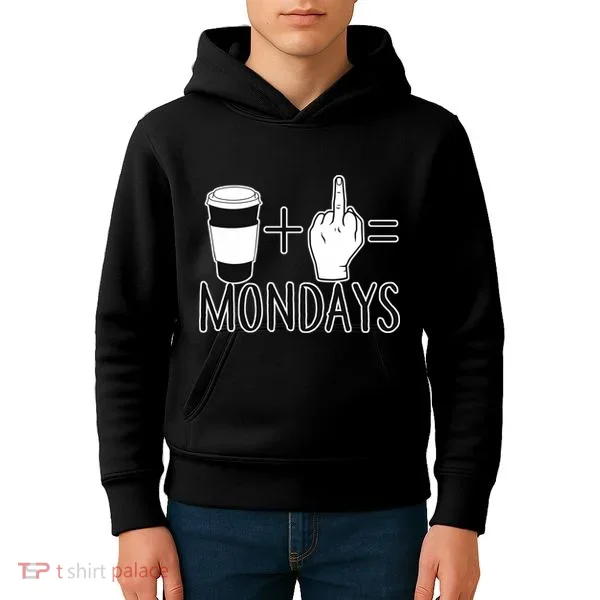 Coffee Plus Middle Finger Equals Monday Kids Hoodie