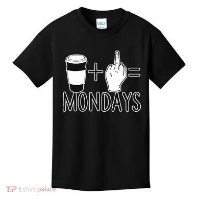 Coffee Plus Middle Finger Equals Monday Kids T-Shirt
