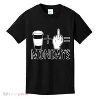 Coffee Plus Middle Finger Equals Monday Kids T-Shirt thumb 0
