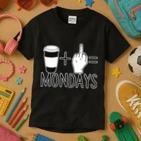 Coffee Plus Middle Finger Equals Monday Kids T-Shirt thumb 3