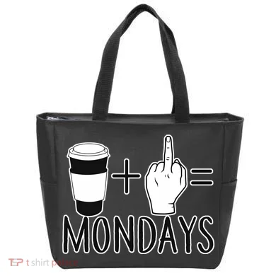 Coffee Plus Middle Finger Equals Monday Tote Bag