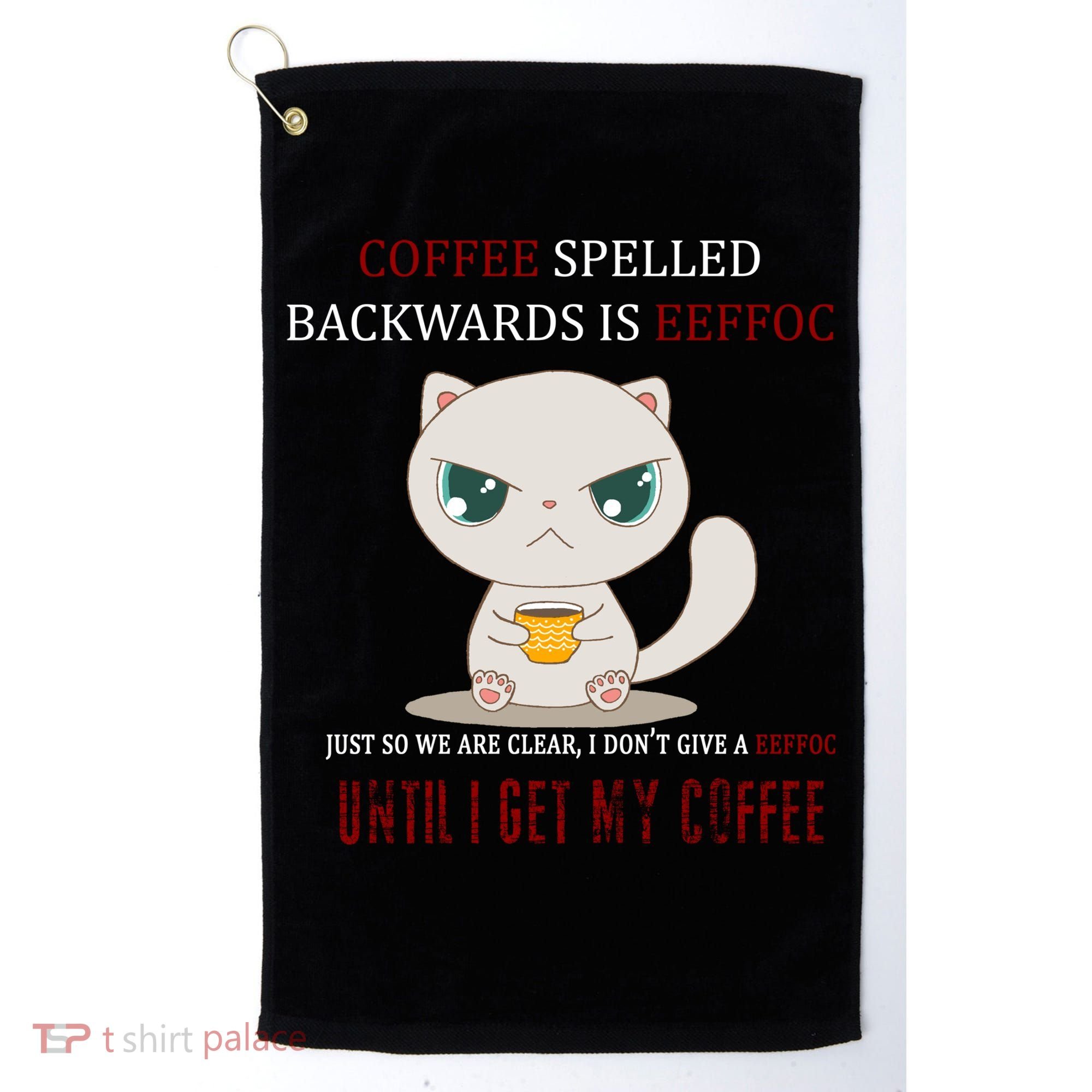 Coffee Spelled Backwards EEFOC Golf Towel
