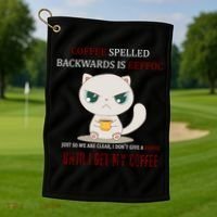 Coffee Spelled Backwards EEFOC Golf Towel thumb 1