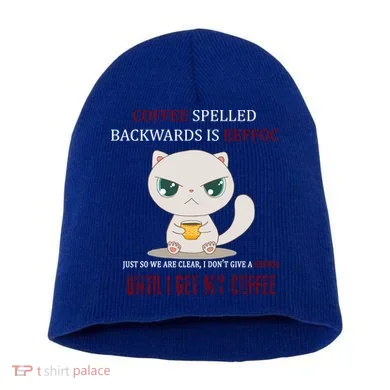 Coffee Spelled Backwards EEFOC Short Acrylic Beanie