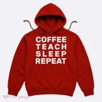 Coffee Teach Sleep Repeat Hoodie thumb 0