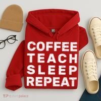 Coffee Teach Sleep Repeat Hoodie thumb 4