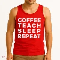 Coffee Teach Sleep Repeat Tank Top thumb 3