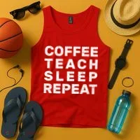 Coffee Teach Sleep Repeat Tank Top thumb 4