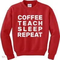 Coffee Teach Sleep Repeat Kids Sweatshirt thumb 0